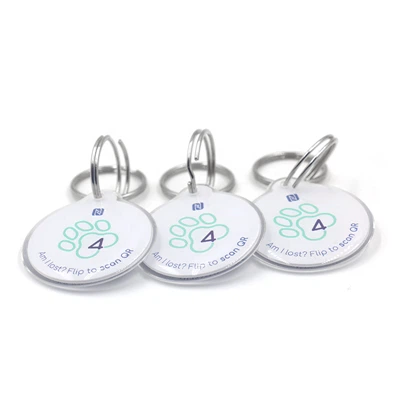 Aangepaste QR Code Halsband Anti-Lost NTAG213 Epoxy RFID NFC Huisdier Tag Voor Hond Kat